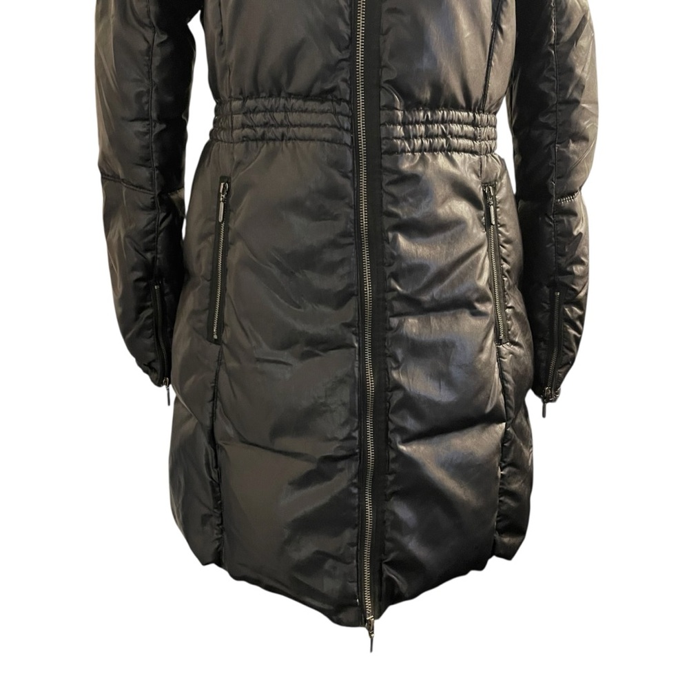 GEOX Respira Black Cinch Waist Long Down/Feather Puffer Jacket (8/10) - Picture 5 of 16